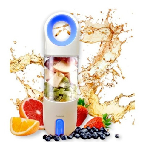 Mini liquidificador elétrico portátil, espremedor de frutas, cor azul