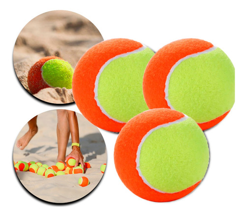 Bola Beach Tennis Bolas Bolinha Tênis - Pack Com 03 Unidades