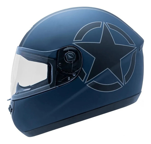 Capacete Moto Fechado Peels Spike Army Militar Azul Fosco