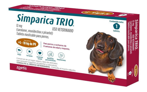 Simparica Trio 1 Tableta Para Perros 5 A10 Kg