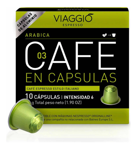 Café arábica en cápsula Viaggio sin TACC