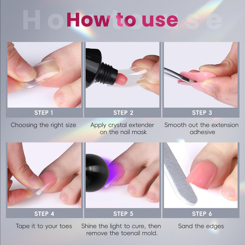 Molde Para Uñas De Los Pies 150pcs Gel Blando Con Estuche