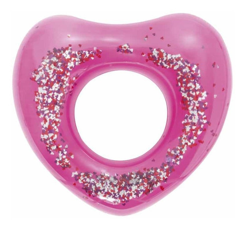 Inflable Salvavidas Corazon Con Gliter Rosa