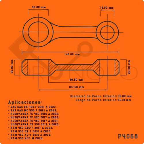 Kit Biela Completa Ktm Xcf-w 450 2016 A 2024 - Wössner