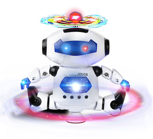 Robot Bailarin Juguete Pilas Luces Sonido Gira 360°