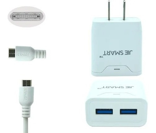 5 Cargador De Pared Tipo C Jie Smart 2.1 Amp. 2 Entradas Usb