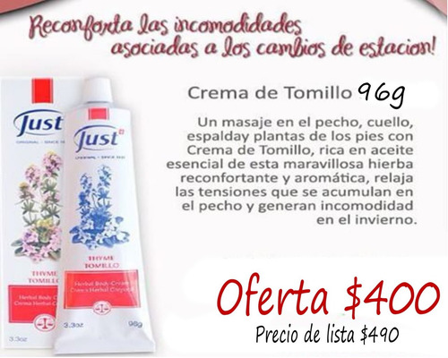 Swiss Just Crema De Tomillo