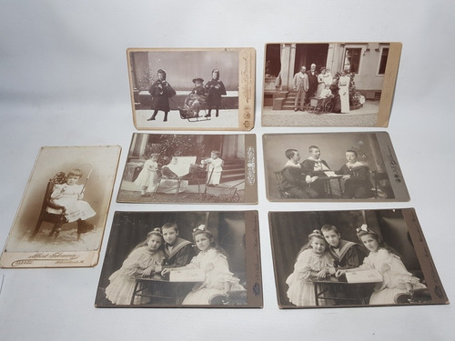 Antiguas Fotos Estudio 1900 Niños Y Juguetes Lote Mag 58726