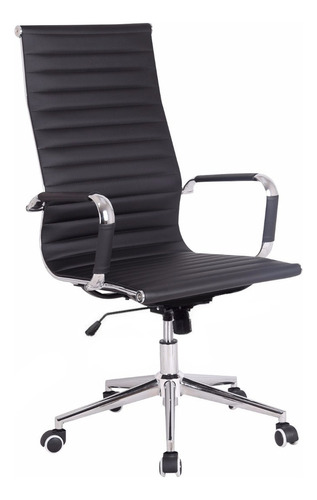 Silla de escritorio RD Charles Eames presidente ergonómica  negra con tapizado de cuero sintético