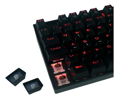 Teclado Gamer Redragon K552 Kumara Switch Brown Rgb Vermelho Preto Português Brasil
