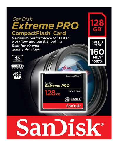 Memoria Compactflash Sandisk Extreme Pro 128gb 160mbps