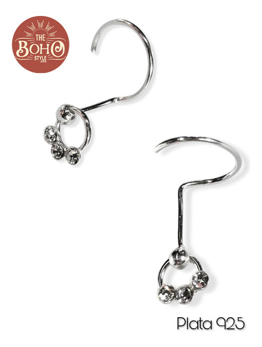 Piercing Nostril (nariz) Plata925 Cubic Colgante Movil Plateado