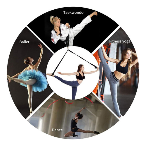 Correa Estiramiento Piernas Puerta Flexibilidad Ballet Yoga Color Negro