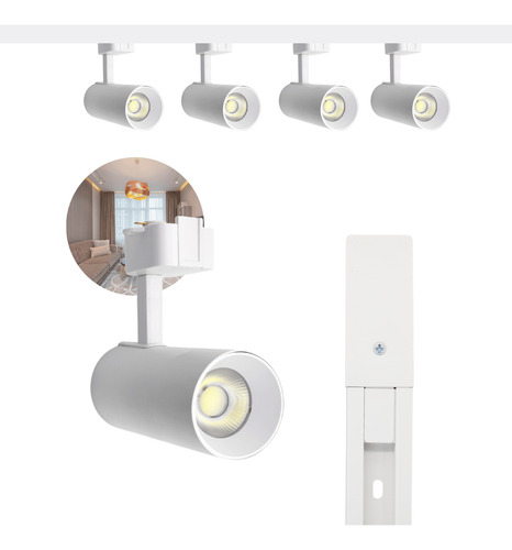 Kit Trilho Eletrificado 1m Branco + 4 Spots Led 30w