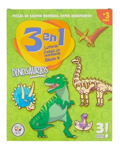 Juego Mesa 3 En 1 Dinosaurios Loteria Memoria Alinea 4