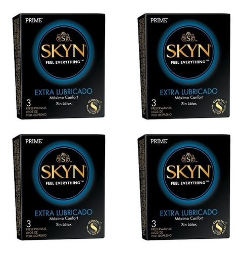 Preservativos Prime Skyn Lubricado Sin Latex 4 Cajas X 3 Un