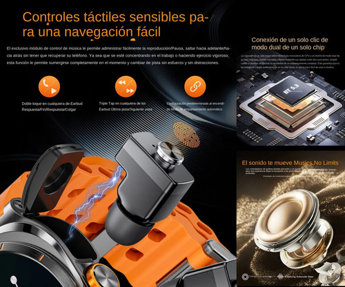 Reloj Inteligente 2 En 1 Con Auriculares Bluetooth Hombre A