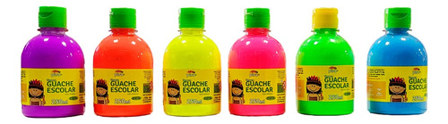 3x Tinta Tempera Guache Neon 250 Ml Pira