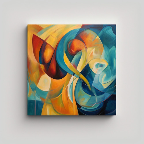 20x20cm Cuadro Abstracto Equilibrado Gauguin Amarillo Blanco