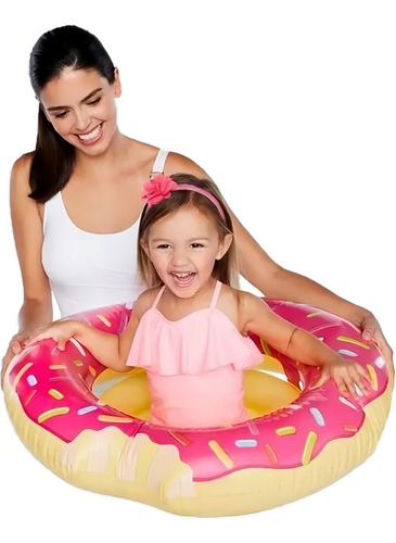 Inflable Salvavidas Infantil En Forma De Dona Bigmouth Color Rosa Chicle