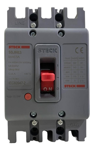 Breaker Trifasico 3x63 Amp Interruptor Termomagnético Steck