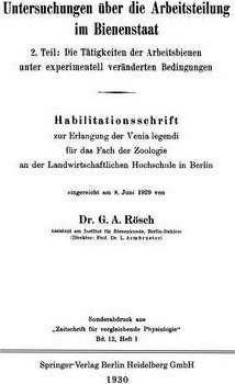 Untersuchungen Ueber Die Arbeitsteilung Im Bienenstaat : ...