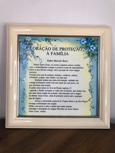 Quadro Oração De Proteção A Família - P Marcelo Rossi 18cm