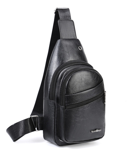 Mochila Transversal Bolsa Masculina Pochete De Ombro Bf064 Cor Preto