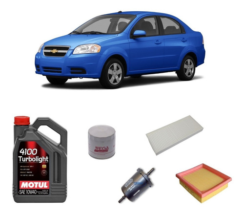 Kit Filtros Chevrolet Aveo Wega Y Motul 10w40 X4