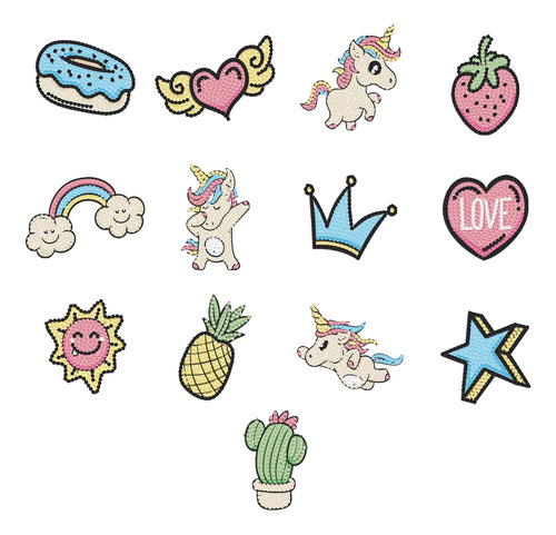 Sticker Pintura O Bordado Con Diamantes - Unicornio (13 Unid