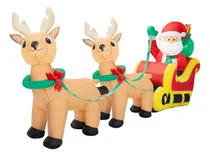 Comprar Inflable Navideño Trineo Santa Con 2 Renos Luz Led 2.4 Mts.