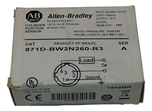 Allen Bradley 871d-bw2n260-r3 * Nuevo * Sensor De Posición D