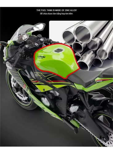 Modelo De Moto Verde Kawasaki Ninja Zx-6r 1:12