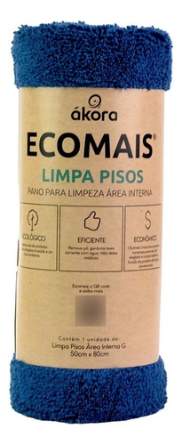 Limpeza Piso Pano Ecomais Área Interna 50x80cm Sem Embalagem Cor Ecomais Limpa Pisos Azul G