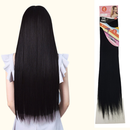 Cabelo Aplique Tic Tac Liso 100 % Orgânico 70 Cm 150 G Cor Preto