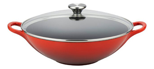 Wok Le Creuset Com Tampa De Vidro 32cm Signature Cozinha Cor Vermelho