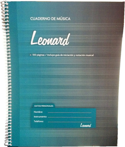 Cuaderno Pentagramado Leonard A4 Con Espiralado 50 Hojas +