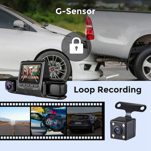 Cámara Dvr De Coche Con 3 Lentes De Cámara, Cámara Dvr De Do