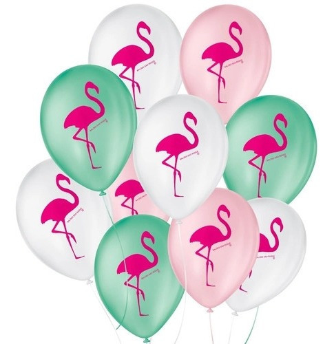 Bexiga Balões São Roque Flamingo Sortidos Decorados C/ 25un