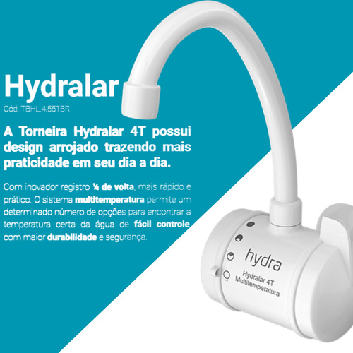 Torneira Água Quente Hydralar 4t Parede 5500w Hydra