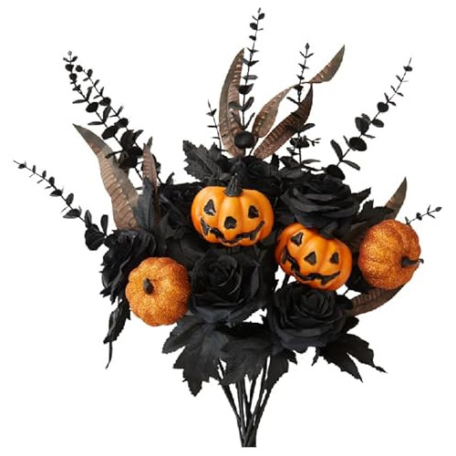 10 Piezas De Decoración De Halloween Rosas Negras Arti...