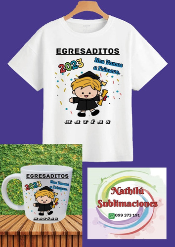 Remeras Egresados + Taza Personalizados. Pack X 10 Unidades