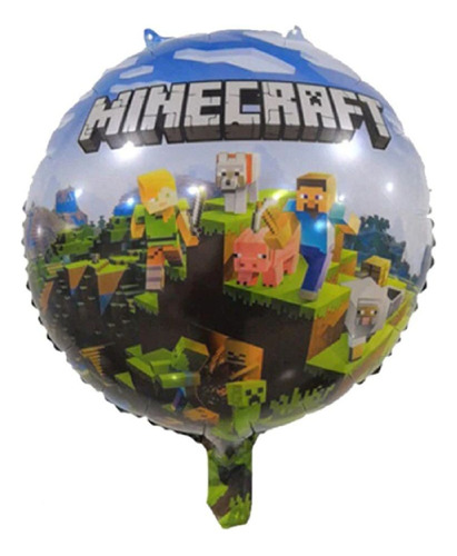 10 Globos Minecraft 45 Cm