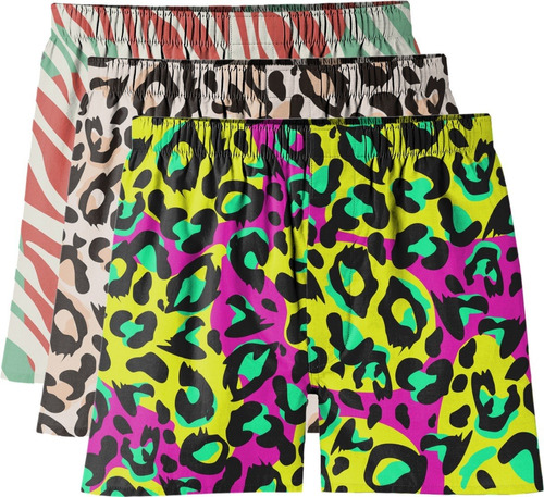 Kit 3 Un Cueca Samba Canção Animal Print Tigre Onça Neon