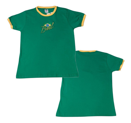 Camisa Camiseta Brasil Infantil Bordada De Ótima Qualidade
