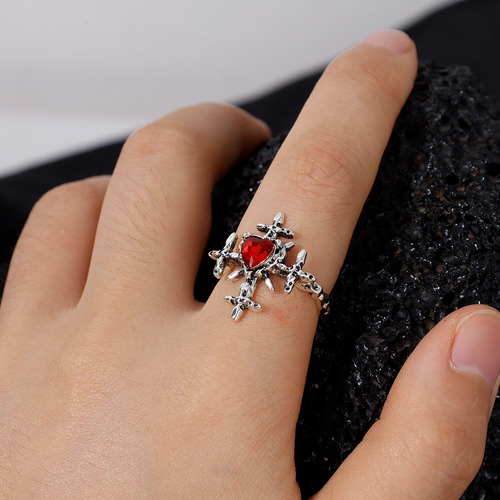 Anillos Góticos Con Forma De Corazón Con Apertura De Cristal