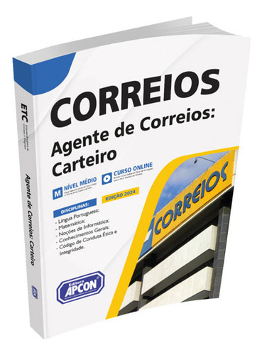 Apostila Correios 2024 - Agente De Correios: Carteiro, De Professores Especializados. Estudos, Vol. Único. Editorial Apcon, Capa Dura, Edição 1a Em Português, 2024