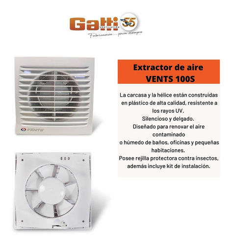 Imagen 8 de 10 de Combo Extractor Satelital 10cm Gatti + Ext Baño 10cm Vents