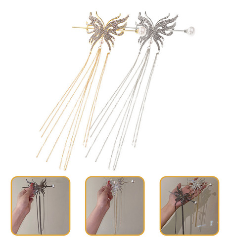2pcs Cepillo Secador De Pelo Con Forma De Mariposa Y Perla
