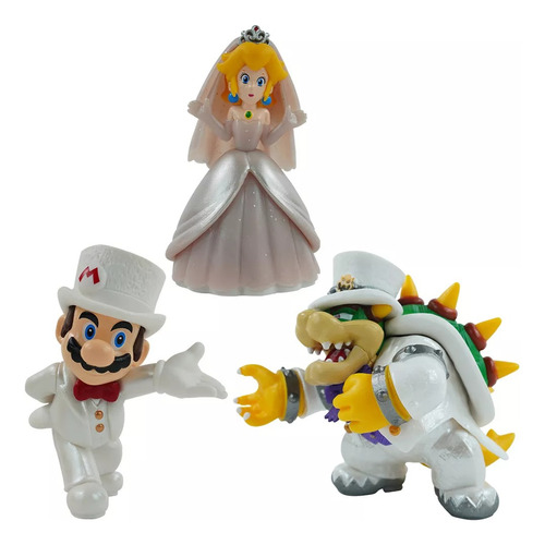 Figuras Super Mario Odyssey 3 Figuras Boda Bowser Princesa  